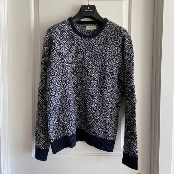 Blue & white patterned Frank & Oak sweater - Picture 1 of 4